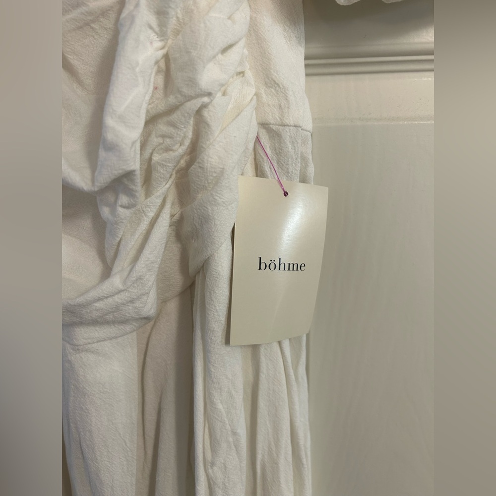Bohme White Midi Dress Puff Sleeves Size small NWT - Picture 4 of 6